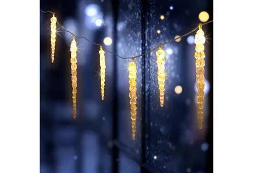 Spetebo LED-Lichterkette Eiszapfen für Außen, 285 cm, warm weiß - Wunderschöne LED Eiszapfen Lichterkette für den Außenbereich mit 20 warm weißen LEDs. Mit Timer und 8 Leuchtfunktionen sorgt sie für stimmungsvolle winterliche Dekoration. Ideal für festliche Anlässe!