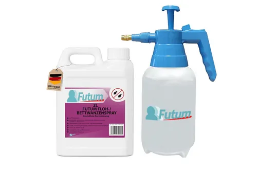 FUTUM 2L Bettwanzenspray - Effektive Insektenbekämpfung ohne Biozide - Pflegemittel & Schädlingsbekämpfung – FUTUM wirkt sofort gegen Insekten und deren Eier, ist biozidfrei und ideal für den Innen- und Außenbereich, auch in Lebensmittelbereichen.
