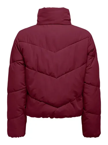 ONLY Damen Onlmaggi Life Solid Puffer Cc OTW - Cabernet, L - Funktionsjacke mit Stehkragen, schrägen Taschen und verdecktem Reißverschluss für einen modernen Look und optimalen Komfort.
