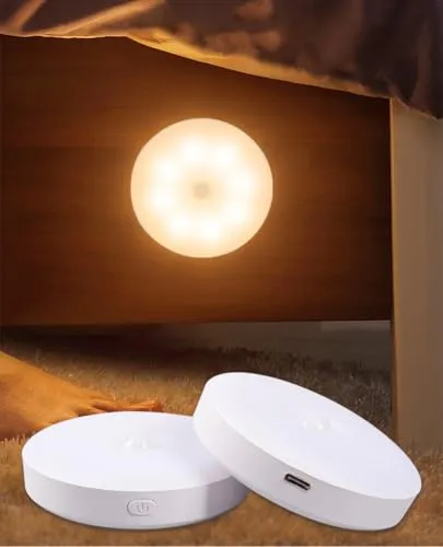 PRECORN LED Nachtlicht mit Bewegungsmelder, dimmbar, 3 Farbtemperaturen, USB-C wiederaufladbar, kabellose Schrankbeleuchtung, magnetisch, Sensor Licht für Treppen, Flur, Küche & Kleiderschrank
