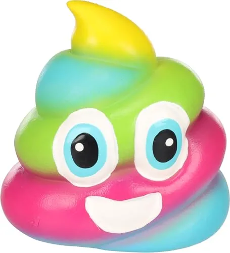 Flamingo Spielzeug für Hund Tish Latex lachender Kackhaufen - 11x8x11,3cm - Regenbogenfarben - Mit Squeaker