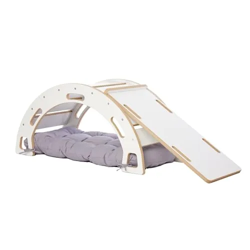 Garronda Set 3 in 1 Kletterbogen mit Rutsche und Kissen - Schaukeln: Multifunktionales 3-in-1 Spielzeug fördert die motorische Entwicklung ab 1 Jahr, sicher und einfach zu montieren, ideal als Klettergerüst oder Schaukel.