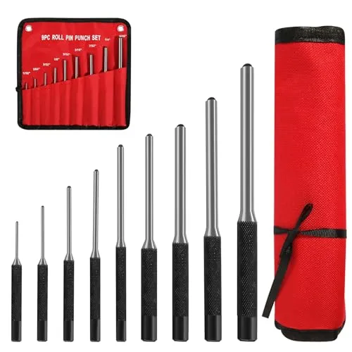 Splinttreiber Set, 9 Stück Durchschlag Werkzeug 1.5mm - 8mm, Durchschlag Set mit Aufbewahrungstasch für Uhrenreparatur Leder Schmuck Kunsthandwerk