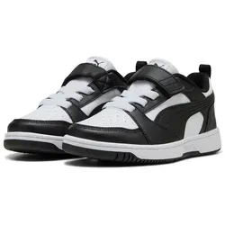 PUMA Rebound V6 LO AC+ PS Schwarz - Sneaker für Kinder, robust und ideal für Schule und Spielplatz, mit elastischem Schnürverschluss und Klettverschluss für einfachen Einstieg.