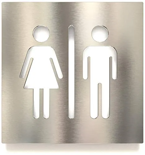Edelstahl WC-Schild - selbstklebend & pflegeleicht - Design Toiletten-Schild C-06-E