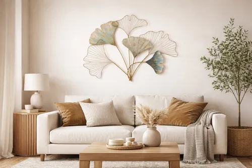 moebel-direkt-online Große Metalldekoration Gingkoblätter in Vintage-Optik - Elegante Wanddeko aus Metall in Ginkgo-Blatt-Form, goldfarben. Ideal für stilvolle Akzente in Wohnzimmer und Flur. Perfekt zur Kombination mit verschiedenen Einrichtungsstilen.