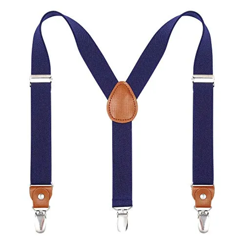 Kinder Herren Hosenträger Breit Elastisch - Längenverstellbar Y-Form mit Starken 3er Clips Hosenträger Gürtel für Damen Baby (70cm - 75cm (3 Jahre alt - 8 Jahre alt), Navy Blau)