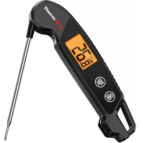 ThermoPro Fleischthermometer Digitales Grillthermometer mit Faltbarer Sonde Bratenthermometer Wasserdicht Thermometer Kochen für Smoker Grill BBQ Küche TP603B