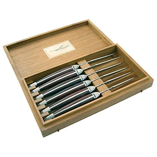 LAGUIOLE 6er Set Steakmesser Edelstahl mit Holzgriff