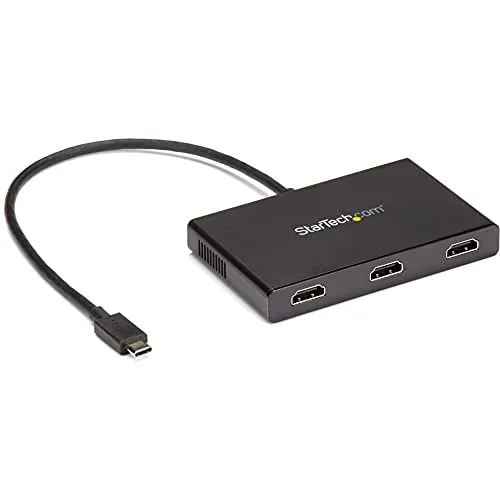 StarTech.com 3-Port USB-C Multi-Monitor Adapter - DP-HDMI-Adapter für Windows Laptops, ermöglicht den Anschluss von bis zu drei 1080p 60Hz Bildschirmen und steigert die Produktivität mit extra langem Kabel für flexiblen Einsatz.