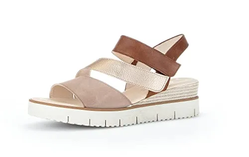 Gabor Damen Keilsandalen - Bequeme Wedges für den Sommer - Wanderschuhe: Leichte Keilsandalen mit 5 cm Absatzhöhe, ideal für Freizeit und Strand, aus hochwertigem Rauleder mit Klettverschluss für perfekten Sitz.