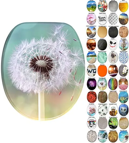 Sanilo WC-Sitz Pusteblume mit Absenkautomatik - Toilettendeckel mit SoftClose-Funktion, modernem Pusteblumen-Design und einfacher Montage, ideal für hohen Sitzkomfort und Pflegeleichtigkeit.