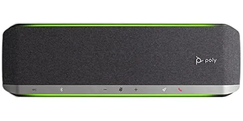 Poly Sync 60 Smart Speaker-Phone für flexibles Arbeiten - Tragbare Bluetooth-Lautsprecher mit sechs Mikrofonen für optimale Sprachklarheit und Rauschunterdrückung. Ideal für Konferenzen ohne Aufladen – immer einsatzbereit und mit Daisy-Chain-Funktion für größere Räume.