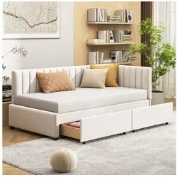 Odikalo Polsterbett Schlafsofa 90*200 Multifunktionsbett mit/ohne 2 Stauraumschubladen beige