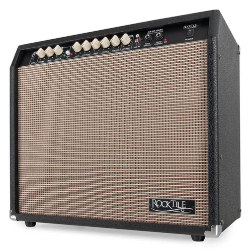 Rocktile GA-60 Mark Gitarrenverstärker - 60 Watt Gitarrencombo mit 2 Kanälen und echtem Federhall, ideal für Musiker, die Flexibilität und kraftvollen Sound suchen.