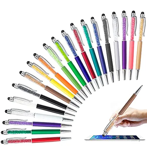 Stück 2 in 1 Stylus Kugelschreiber, HOSTK Crystal Diamond Retractable Screen Touch Pen, kapazitive Bling-Stifte für Smartphones, Notiz, Tab, Schreibwaren, Büroschulen (20 stiftschwarze Tinte) 20