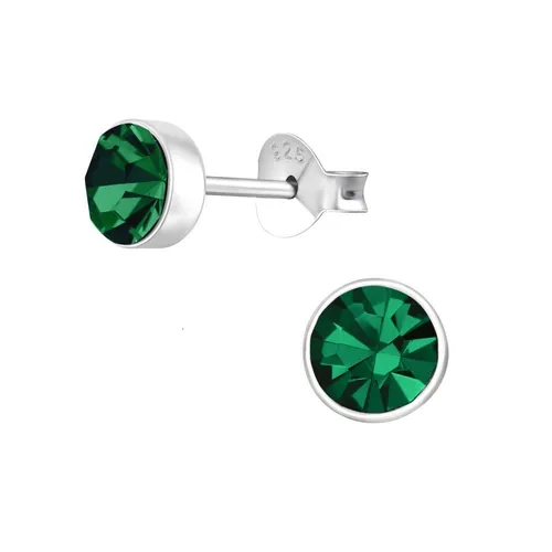Ohrstecker mit grünem Kristall 5mm aus 925 Silber Damen Zirkonia stahlend