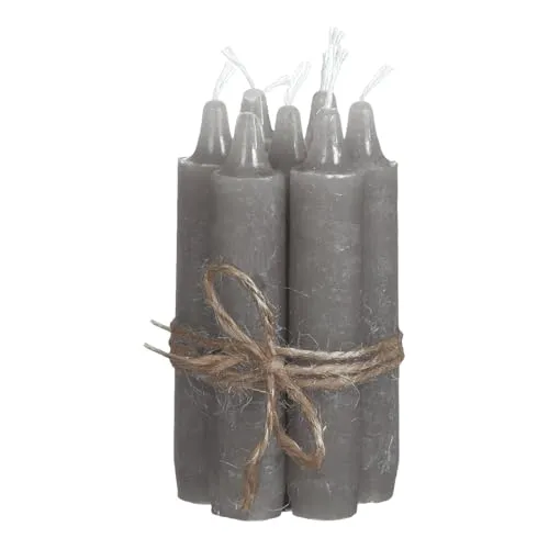 Stabkerze 7er Set, Durchgefärbt, Rustikale Tafelkerze, Leuchterkerzen, hohe Kerze, Deko 11 x 2cm mausgrau beton GRAU