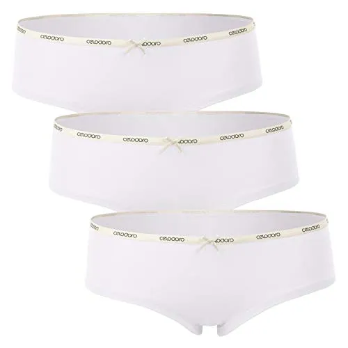 Celodoro Damen Panties Lady (3er Pack), Hipster Panty mit dezentem Webgummi - Weiß S