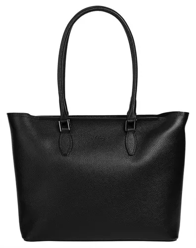 Cluty Shopper Damen 021849 schwarz - Elegante Handtasche aus 100% Rindleder, A4-geeignet mit praktischer Innentasche für Ihr Smartphone. Ideal für den Alltag und stilvolle Einkäufe.