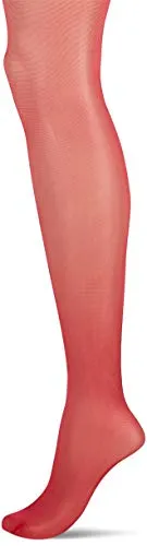 Miss O - Glänzende Ouvert Strumpfhose mit Rücknaht, Schrittoffen (L/XL, New Red)