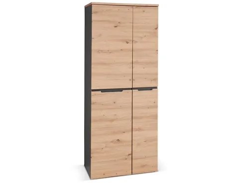 Büroschrank MAILAND 75x197x38 cm in Eiche Grau - Praktischer Büroschrank mit 2 Türen und 4 Einlegeböden. Ideal für die Aufbewahrung von Unterlagen und Büromaterialien. Robuste Verarbeitung für den täglichen Einsatz.