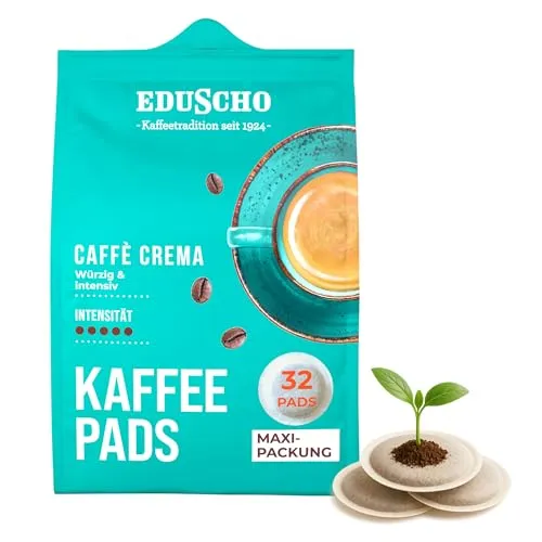 Eduscho Kaffeepads Caffè Crema - 32 Pads - Kaffeekapseln & Pads, würziger und intensiver Geschmack, ideal für alle Pad-Maschinen und perfekt für eine aromatische Kaffeepause.