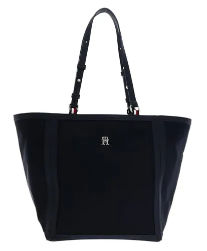 Tommy Hilfiger Damen TH Essential S Tote - Nachhaltige Tragetasche in Blau - Damen-Shopper, nachhaltig produziert und ein authentisches Tommy Hilfiger Produkt für stilbewusste Frauen.