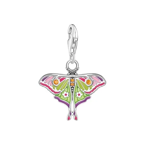 THOMAS SABO Schmetterling Charm-Anhänger aus 925 Sterling Silber - Clasp Charms für Damen, filigraner Anhänger mit handaufgetragener Emaille in leuchtenden Farben und funkelnden Zirkonia-Steinen für individuelle Gestaltungsmöglichkeiten.