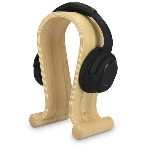 kalibri Kopfhörerhalter aus Holz - Universeller Kopfhörerständer - Kopfhörerständer aus Bambus, rutschfest mit Schaumstofffüßen, ideal für On-Ear Kopfhörer. Umweltfreundliches Design, das jedem Raum Stil verleiht.