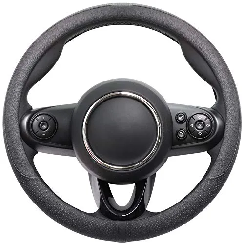 COFIT Lenkradbezug für Auto Universal LenkradhüLle Anti-Rutsch Lenkrad Bezug Leder SchutzhüLle S 35.5-36cm Schwarz