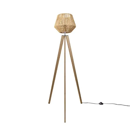 Paco Home Stehlampe Modern Rattan Optik - Standleuchten & Deckenfluter, mit verspielter Gitterstruktur und hochwertigem Kiefernholz für ein gemütliches Ambiente im Ethno-Stil.