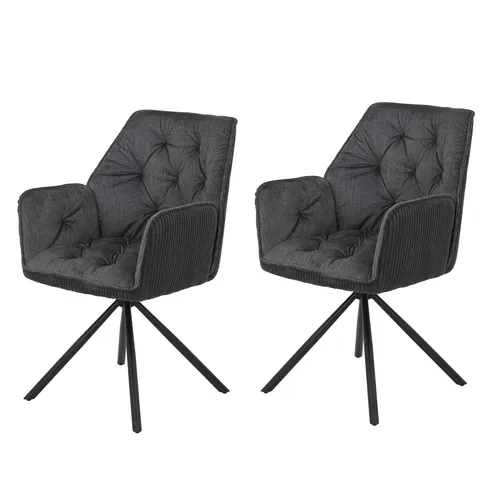 Drehbarer Armlehnstuhl 2er-Set - Anthrazit - Bürostühle für Erwachsene, drehbar und stilvoll, bieten Komfort und Flexibilität für Esszimmer oder Küche.