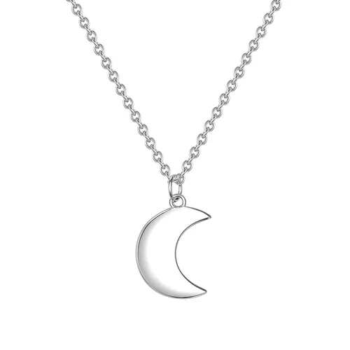 GLANZSTÜCKE MÜNCHEN Damen-Halskette Mond - Elegante Kette aus rhodiniertem 925er Sterlingsilber mit filigranem Mond-Anhänger, ideal für Schmuck-Fashionistas und perfekt als Geschenk.
