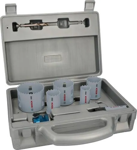 Bosch Accessories Lochsägen-Set 22 mm bis 64 mm - Lochsägen-Set für präzise Schnitte in verschiedenen Materialien, langlebig durch HSS-Legierung mit 8 % Kobalt, ideal für Elektriker und Sanitärinstallateure.
