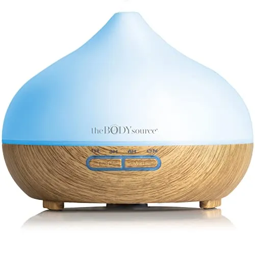 The Body Source 300ml Ultraschall Aroma Diffuser - Luftbefeuchter mit 7 Farben LED Licht und Timer - Elektrische Duftlampe für ätherische Öle - Aromatherapie für Zuhause, Büro, Spa
