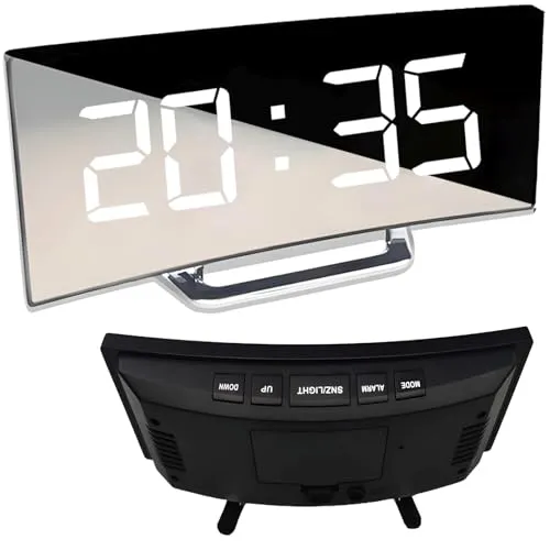 Retoo Digitaler LED Wecker mit Snooze-Funktion - Moderne Tischuhr mit großem LED-Display, Temperaturanzeige und akustischem Alarm. Ideal für Schlafzimmer oder Büro, bietet praktische Funktionen und ein elegantes Spiegeldesign.