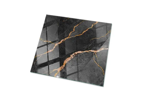 Tulup Tischplatte Glasplatte mit Marmor-Muster in schwarz von Tulup