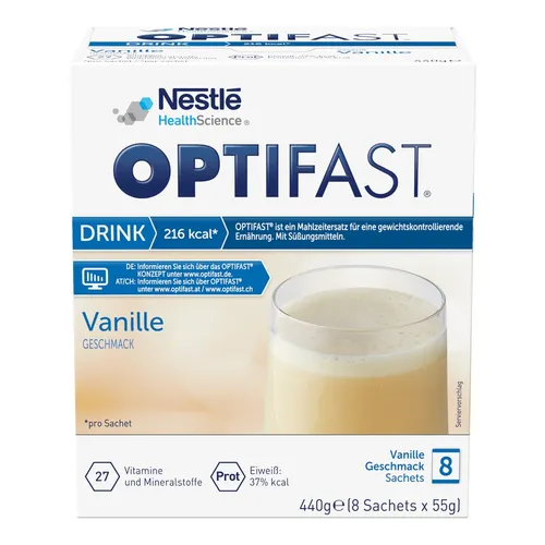 OPTIFAST Drink Vanille 8X55 g – Kalorienarmer Mahlzeitenersatz