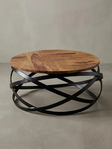 Produktbild Kadima Design Industrial Couchtisch mit massiver Holzplatte