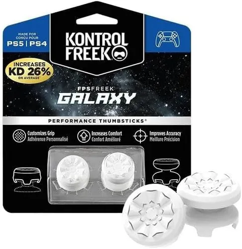 KontrolFreek FPS Freek Galaxy Black für PlayStation 4 (PS4) und PlayStation 5 (PS5) - Performance Thumbsticks - 1 High-Rise, 1 Mid-Rise - Weiß