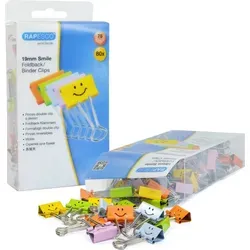 RAPESCO Foldback-Klammern (B)19 mm Smiley farbig sortiert 80 Stück