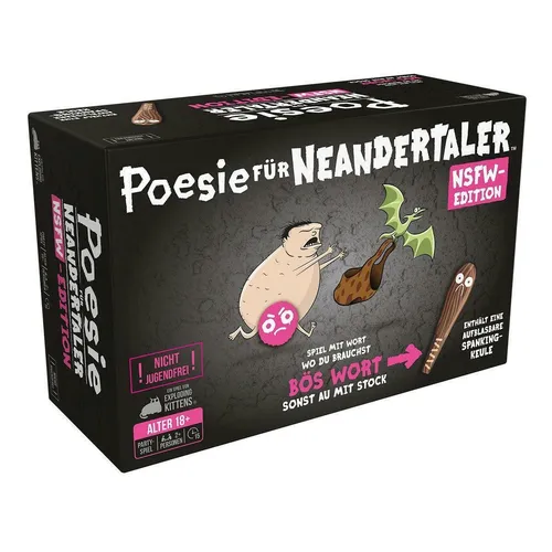 Exploding Kittens - Poesie für Neandertaler NSFW-Edition, lustiges Partyspiel für 2+ Spieler, ab 18 Jahren, ideal für einen humorvollen Spieleabend