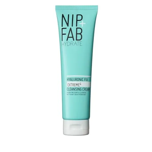 Nip+Fab Hyaluronic Fix Extreme4 Cleansing Cream | 150 Ml | Sanfte Reinigung | Gesichtsreinigung | Anti-Aging | Feuchtigkeitsspendend Für Trockene/Empfindliche Haut | Beruhigend
