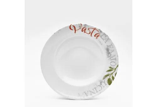 van Well Pastateller Set Famosa – 6er Set mit PIZZA Schriftzug - Stilvolles Geschirr-Set für 6 Personen, mikrowellen- und spülmaschinengeeignet. Ideal für Pasta- und Pizzaliebhaber, Durchmesser 27 cm.