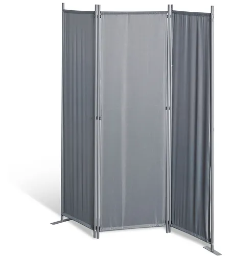 Stellwand 165x170 cm dreiteilig - grau - Paravent Raumteiler - Sichtschutz und Raumteiler in modernem Grau, ideal für Garten und Terrasse, leicht und einfach zu handhaben.