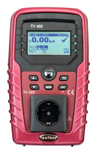 Testboy TV 465 PRO Gerätetester - Strommessgerät für die Prüfung nach DIN VDE 0701-0702, netzunabhängig mit Speicherfunktion und Software zur Protokollierung für präzise Ergebnisse und schnelle Prüfungen.