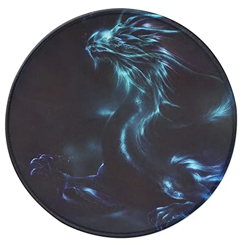 Hosimoln Rundes Mauspad mit HD-Druck,rutschfeste Gummiunterseite Mousepad mit genähter Kante, Premium-Textur-Mauspad für Laptop-22cm dragon003