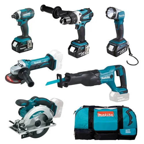 Produktbild MAKITA 10-teiliges Akku Maschinenset inkl. Tasche + 3 Akkus (DLX6046)
