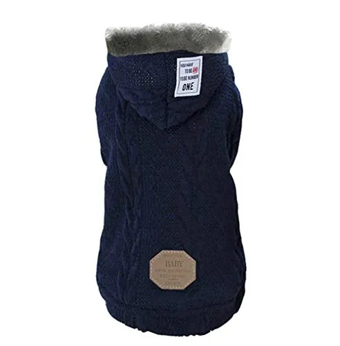 Hundepullover mit Kapuze, Wollpullover mit Kapuze, Winter, warm, Rollkragen, Fleecepullover, Mantel für kleine Hunde, mittelgroße Hunde und Katzen